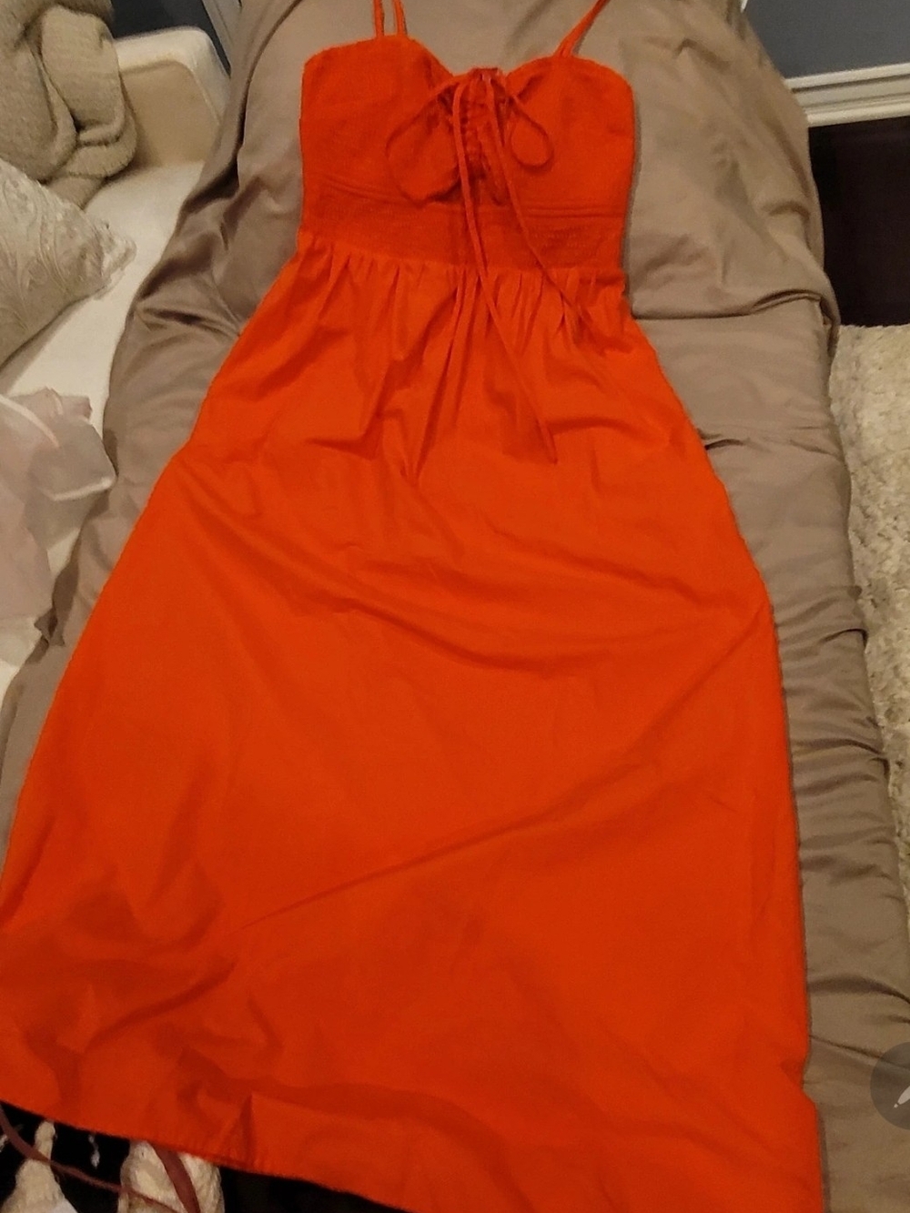 Universal Thread Orange Tie-Front Spaghetti Strap Maxi Dress - Picture 5 of 8